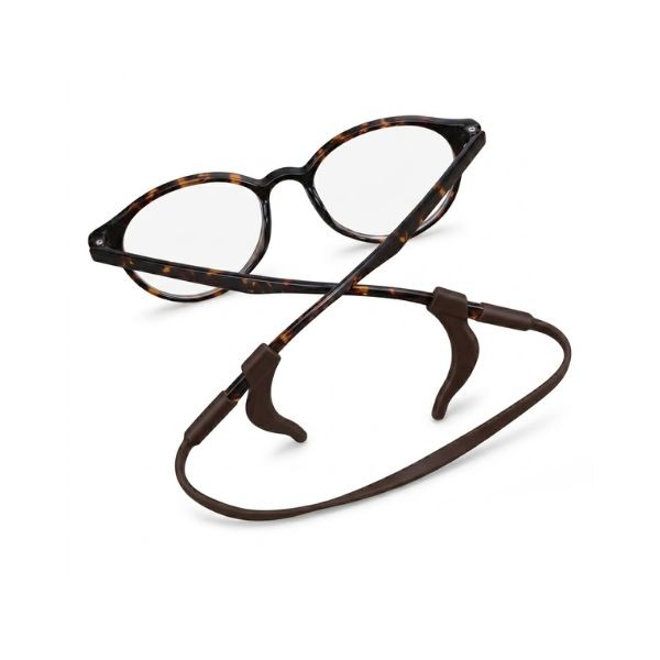Brown kids glasses lanyard with ear hooks for secure glasses fit — oFashion