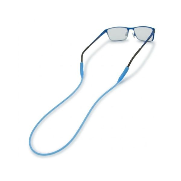Light blue silicone spectacle lanyard attached to glasses — oFashion
