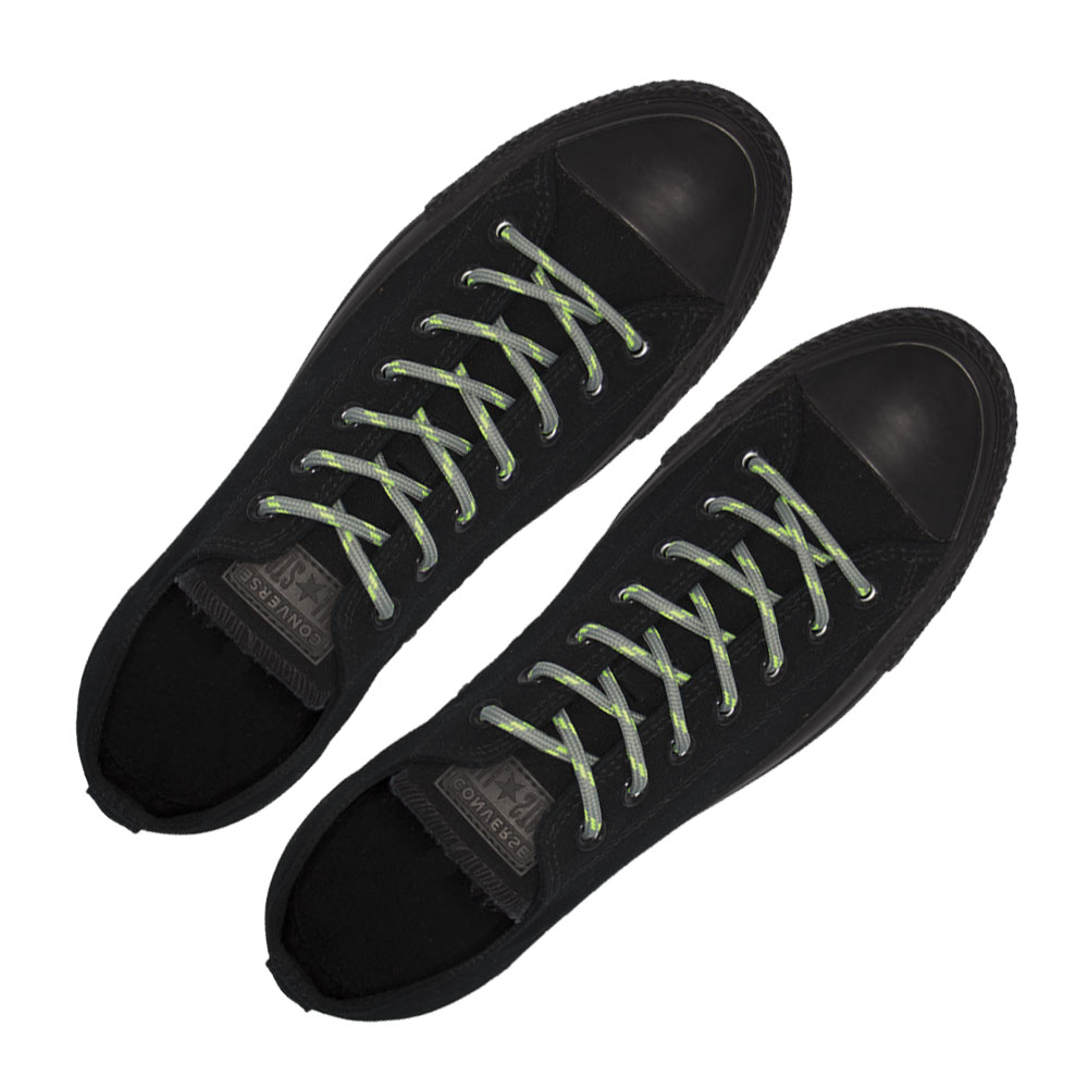 Grey&#x20;with&#x20;Green&#x20;Spots&#x20;-&#x20;Round&#x20;Spotted&#x20;Shoelace&#x20;-&#x20;Length&#x20;120cm&#x20;&#xD8;4mm