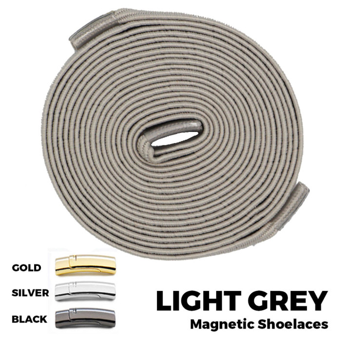 Light Grey Magnetic Shoelace Lock Flat Elastic No-Tie Laces Light Grey Magnetic Shoelace Lock Flat Elastic No-Tie Laces