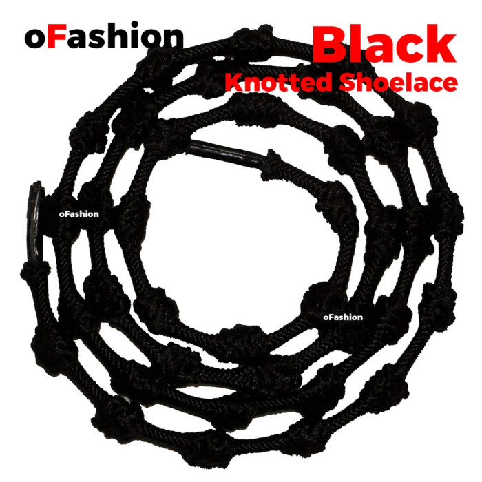 oFashion Black Knotted No Tie Shoelaces - Black Main
