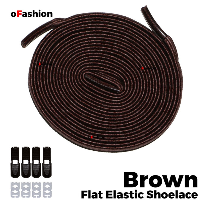 oFashion Flat Elastic No Tie Shoelaces - Brown