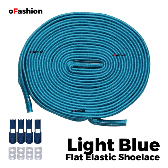 oFashion Flat Elastic No Tie Shoelaces - Light Blue oFashion Flat Elastic No Tie Shoelaces - Light Blue
