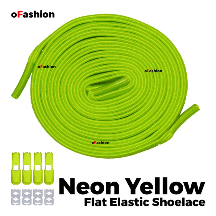 oFashion Flat Elastic No Tie Shoelaces - Neon Yellow