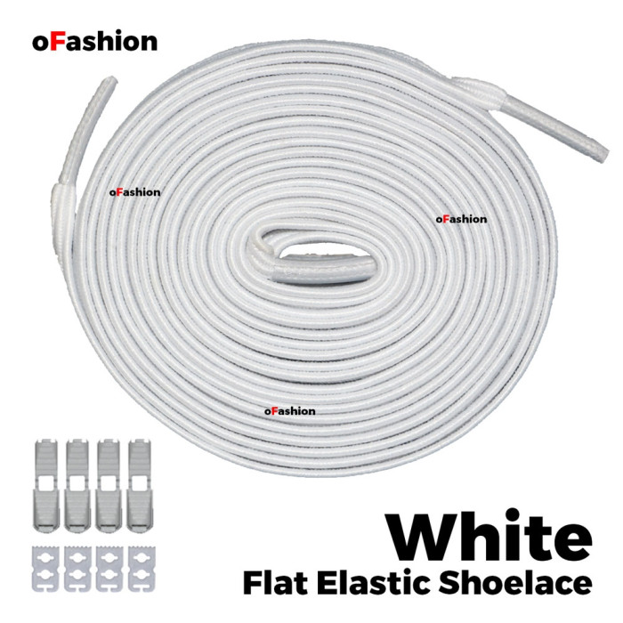 oFashion Flat Elastic No Tie Shoelaces - White