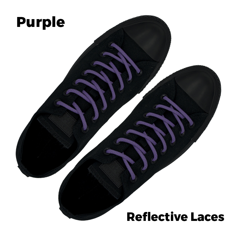 Reflective Shoelaces Round Purple 100 cm - Ø5mm Dash