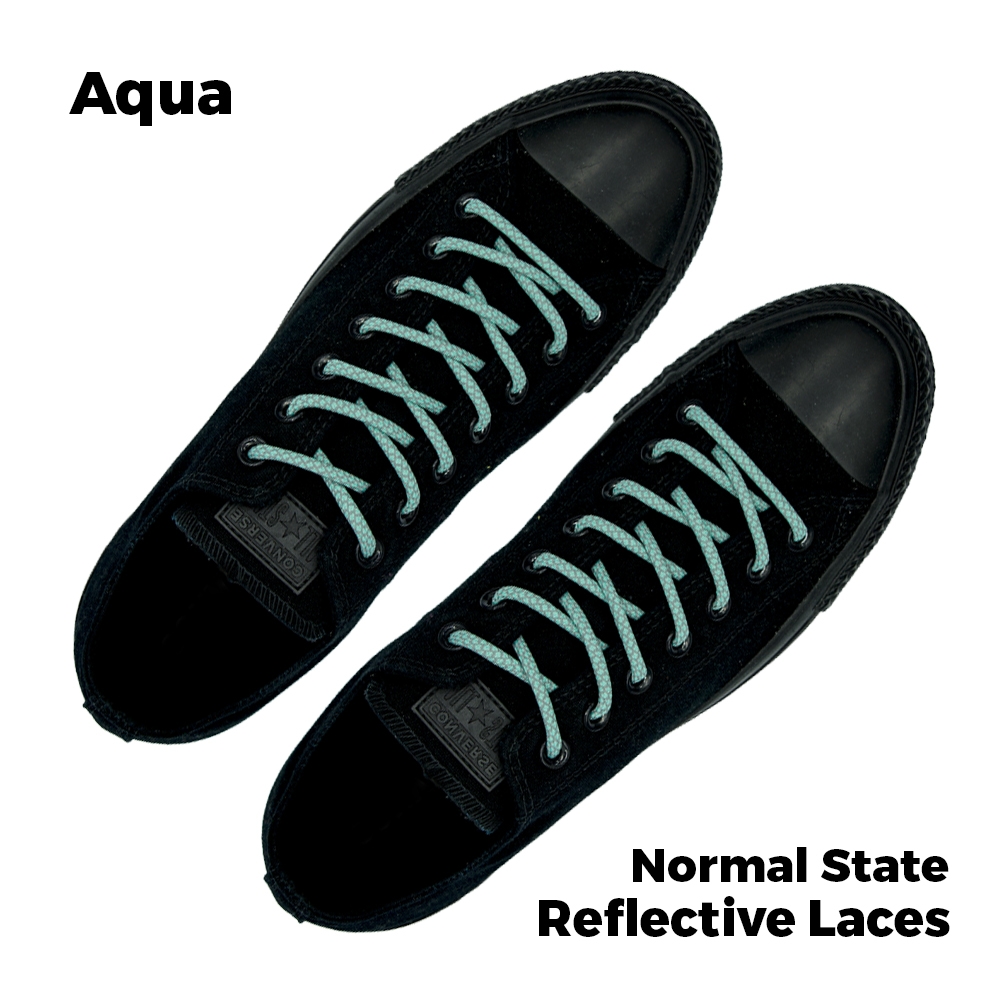 Reflective&#x20;Shoelaces&#x20;Round&#x20;Aqua&#x20;100&#x20;cm&#x20;-&#x20;&#xD8;5mm&#x20;Cross