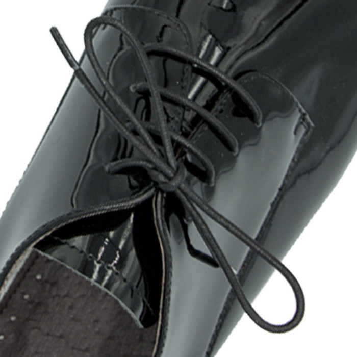 black round waxed shoelaces 3mm in action