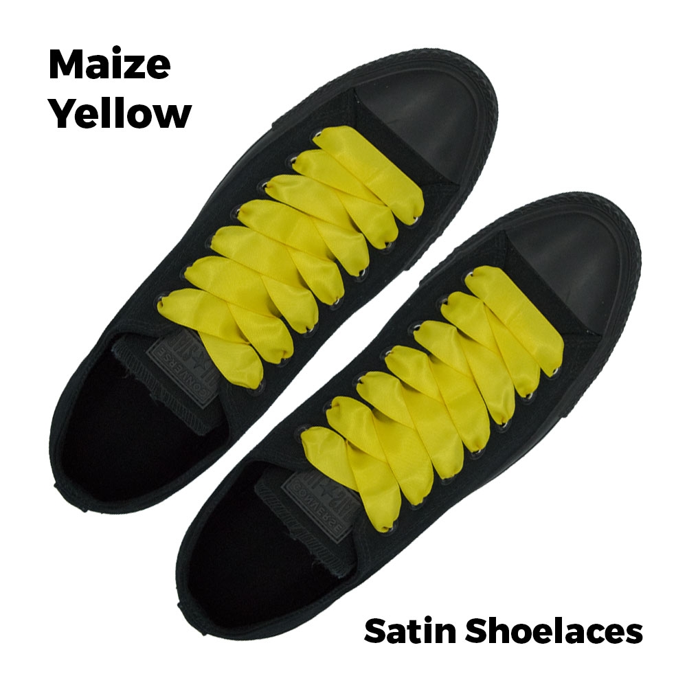 Satin Ribbon Shoelaces Flat Maize Yellow - 100cm Length - 2cm Width