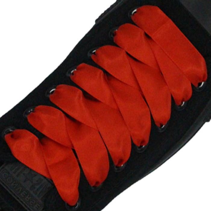 Satin Ribbon Shoelaces - Poppy Red 2cm Width