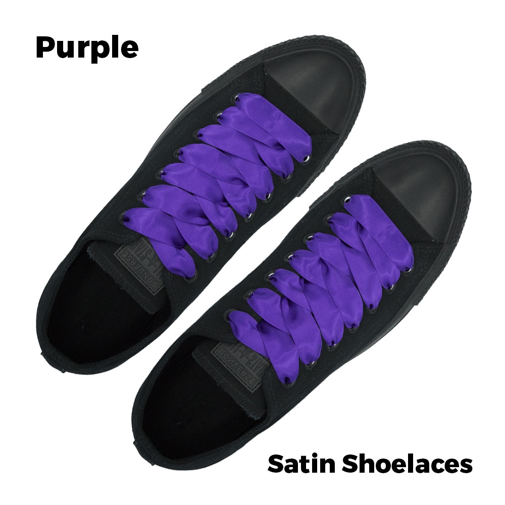 Satin Ribbon Shoelaces Flat Purple - 100cm Length - 2cm Width