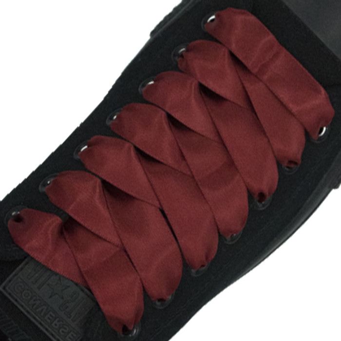 Satin Ribbon Shoelaces - Sherry Red 2cm Width Satin Ribbon Shoelaces - Sherry Red 2cm Width