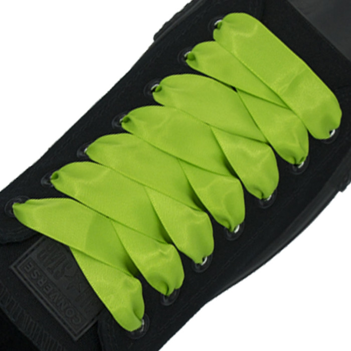 Satin Ribbon Shoelaces - Jasmine Green 2cm Width Satin Ribbon Shoelaces - Jasmine Green 2cm Width