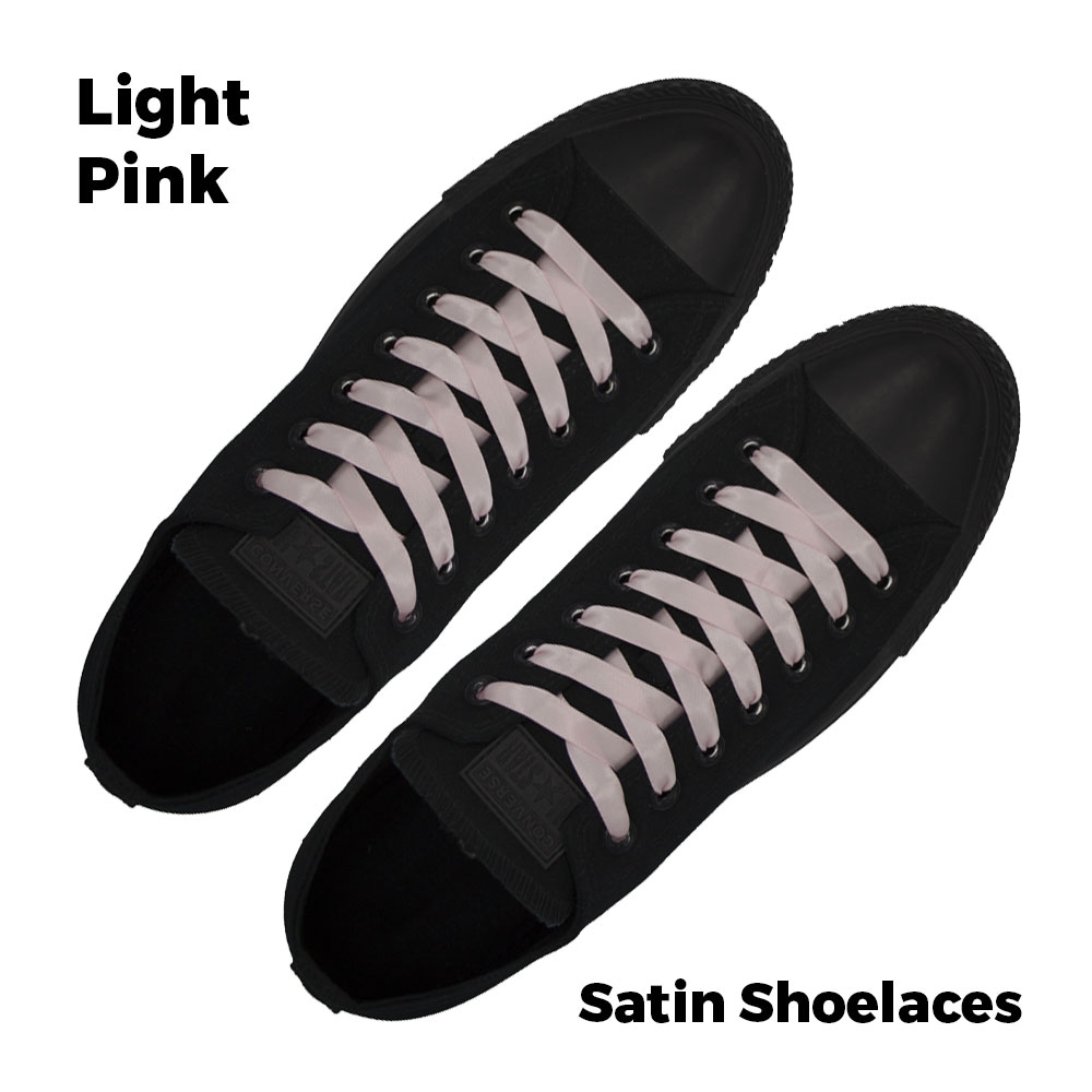 Satin Ribbon Shoelaces Flat Light Pink - 100cm Length - 1cm Width