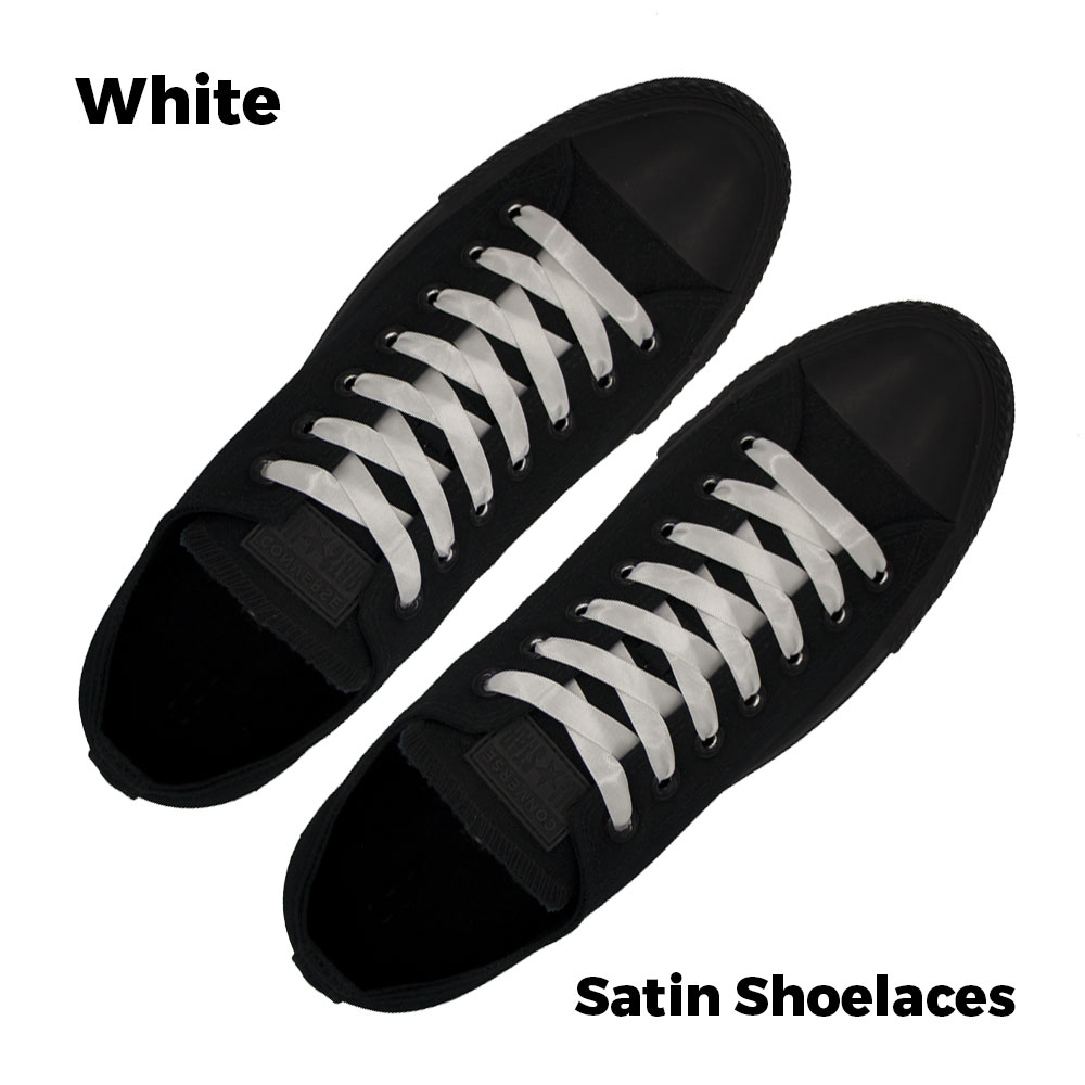 Satin Ribbon Shoelaces Flat White - 100cm Length - 1cm Width