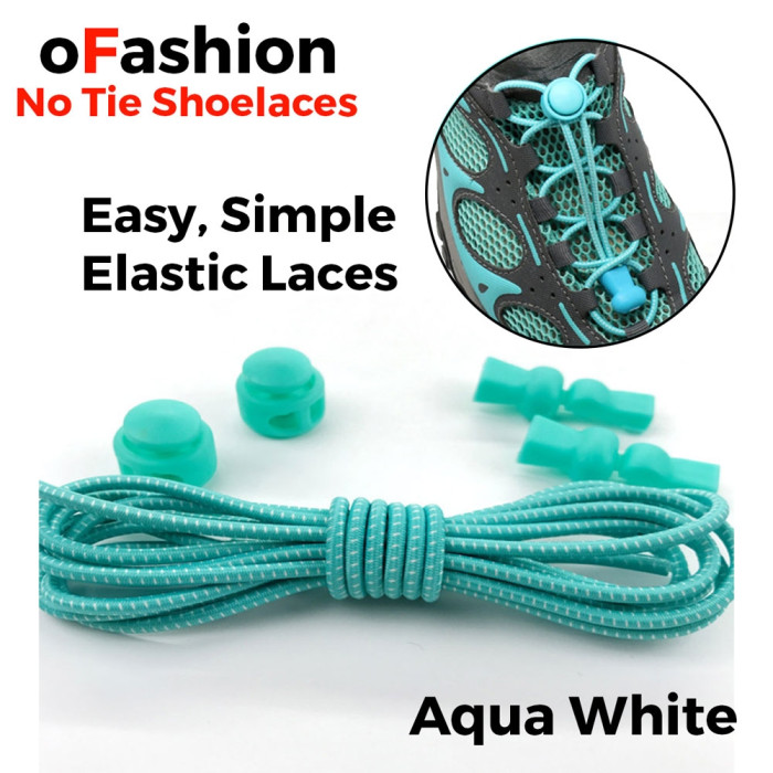 Smart Lock Elastic Shoelaces Aqua White Stripes Smart Lock Elastic Shoelaces Aqua White Stripes