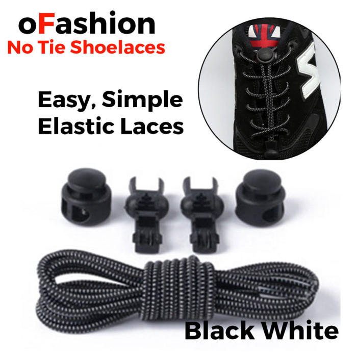 Smart Lock Elastic Shoelaces Blue White Stripes - Main Banner Smart Lock Elastic Shoelaces Blue White Stripes - Main Banner