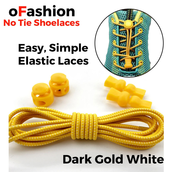 Smart Lock Elastic Shoelaces Dark Gold White Stripes Smart Lock Elastic Shoelaces Dark Gold White Stripes