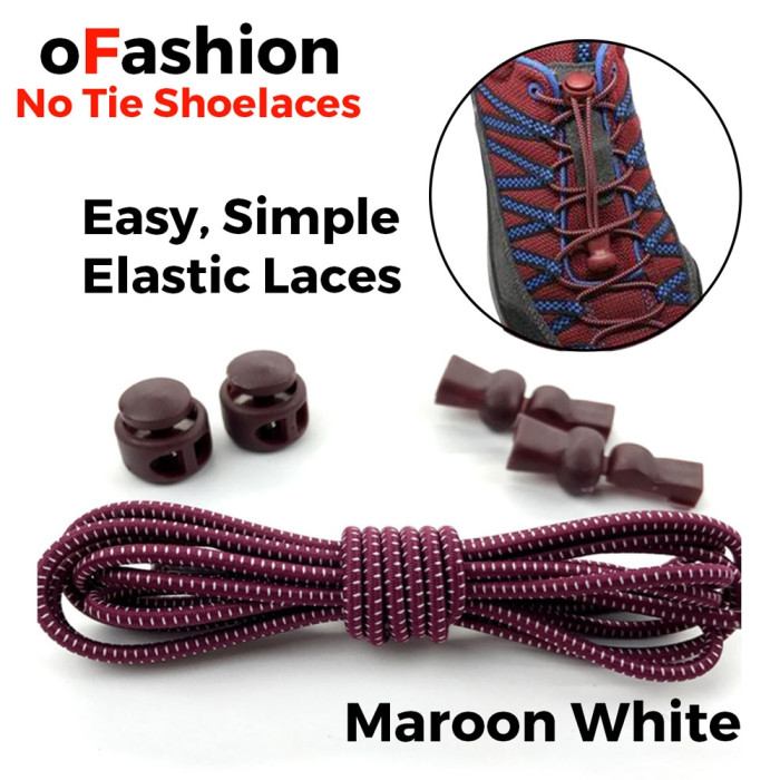 Smart Lock Elastic Shoelaces Maroon White Stripes Smart Lock Elastic Shoelaces Maroon White Stripes