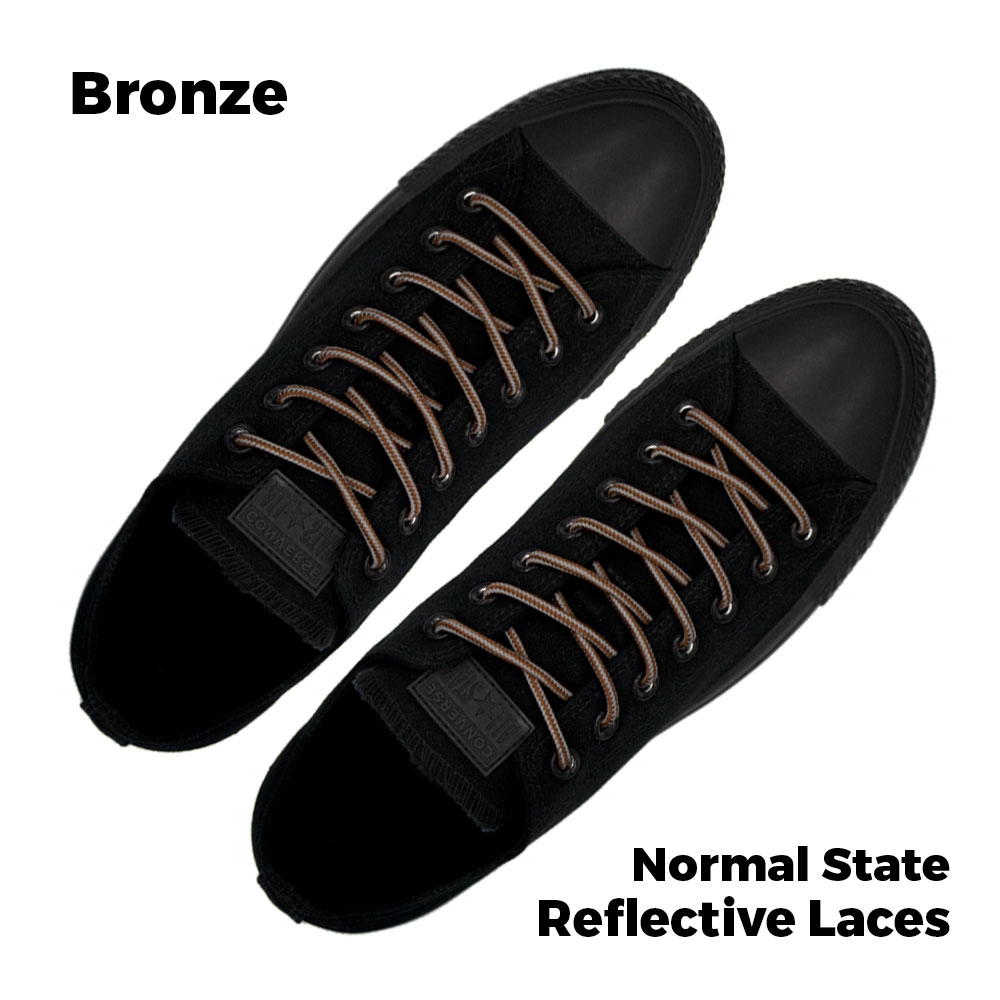 Two Tone Reflective Bootlace Shoelace Bronze Grey 100cm - Ø4mm STRIPE