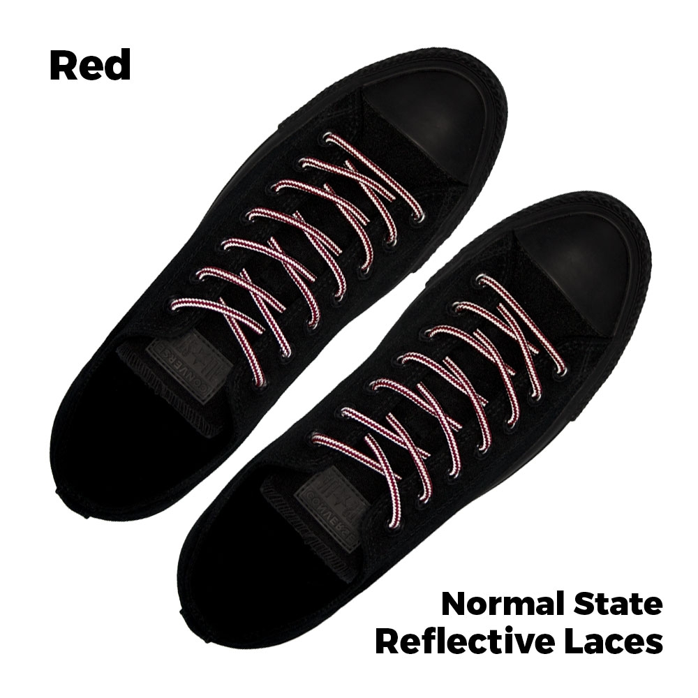 Two Tone Reflective Bootlace Shoelace Red Grey 100cm - Ø4mm STRIPE