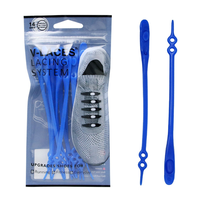Kids & Adults V Laces No Tie Shoelace - Blue 14 Pieces