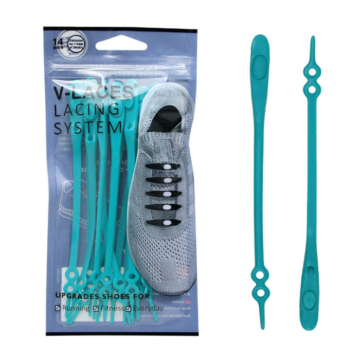 Kids & Adults V Laces No Tie Shoelace - Green 14 Pieces