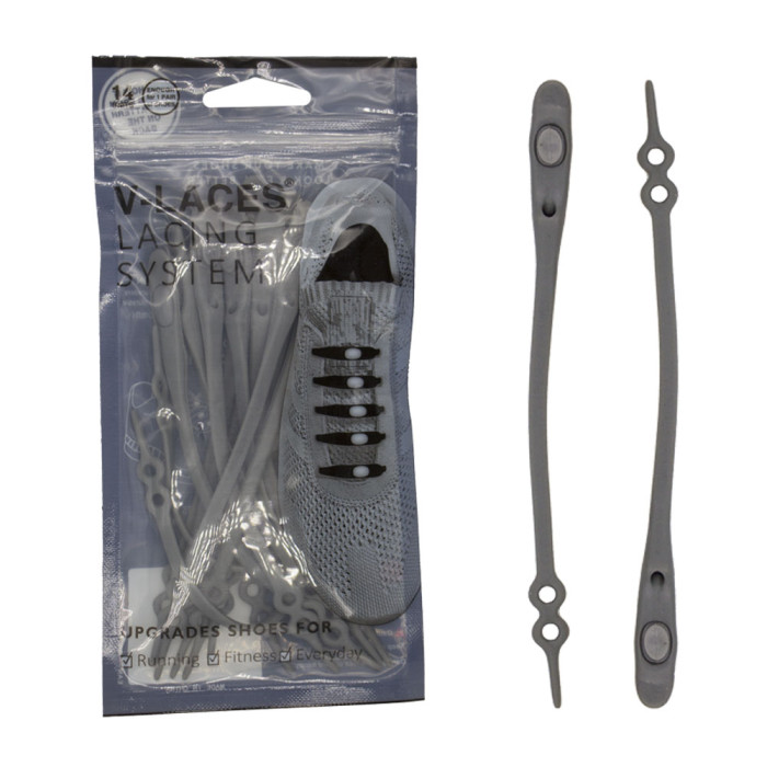 Kids & Adults V Laces No Tie Shoelace - Grey 14 Pieces