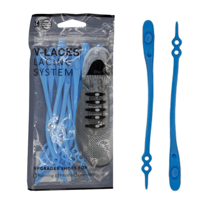 Kids & Adults V Laces No Tie Shoelace - Sky Blue 14 Pieces