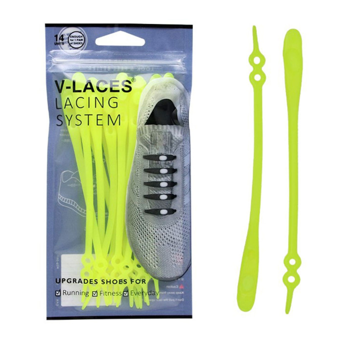 Kids & Adults V Laces No Tie Shoelace - Yellow 14 Pieces