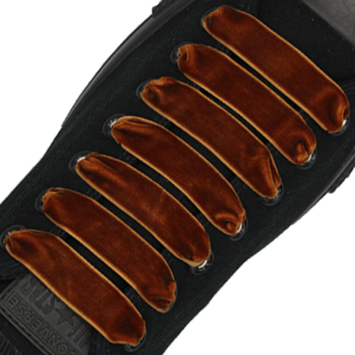 Brown Velvet Shoelace - 15mm Flat
