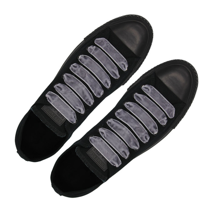 Grey Velvet Shoelace - 15mm Flat