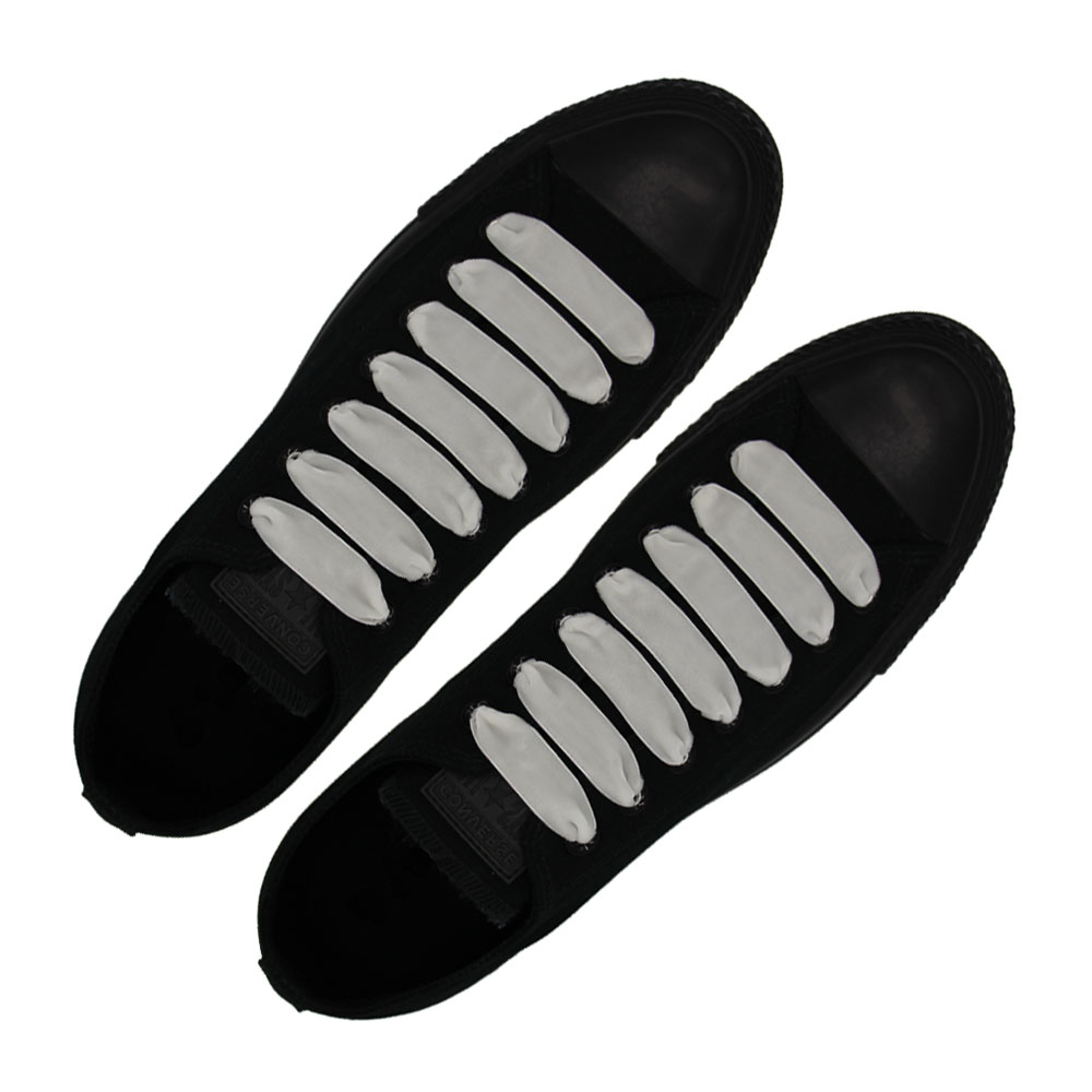 Velvet Ribbon Shoelaces - White L: 80cm W: 1cm oFashion