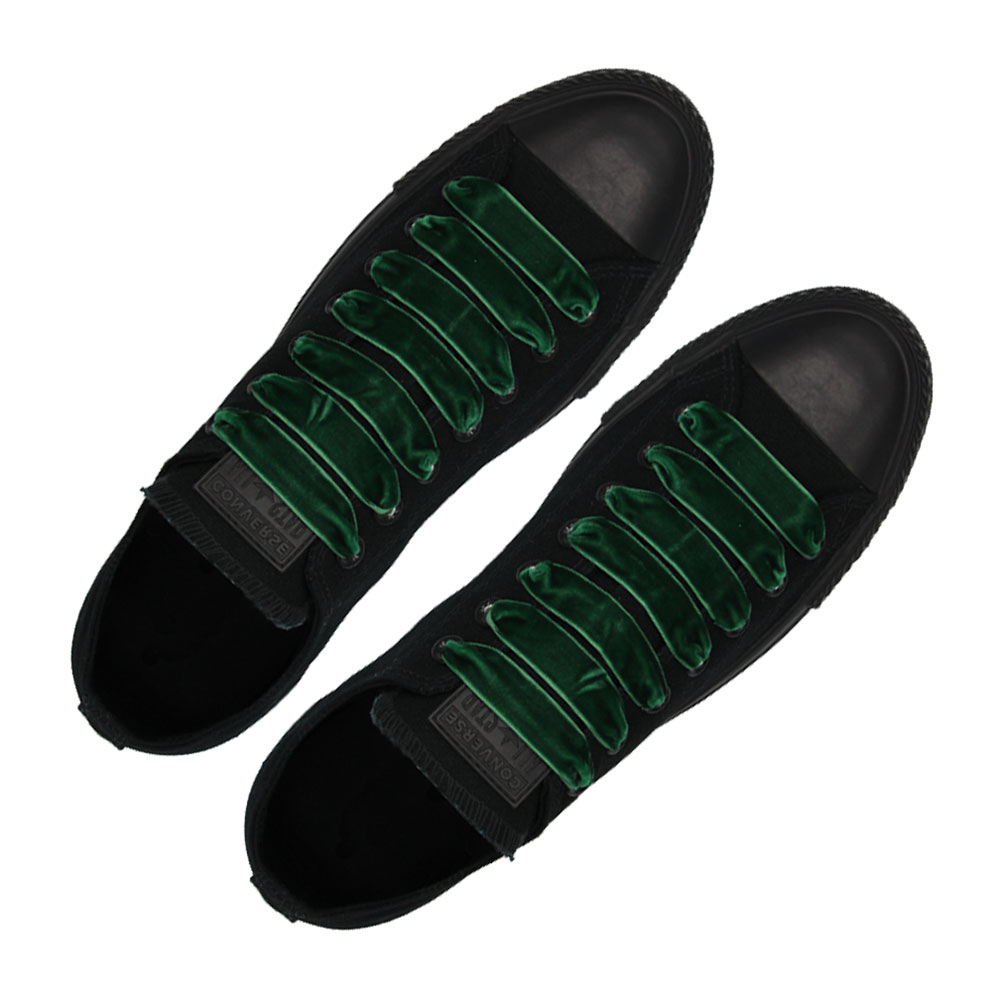 Velvet Ribbon Shoelaces - Green L: 80cm W: 1cm