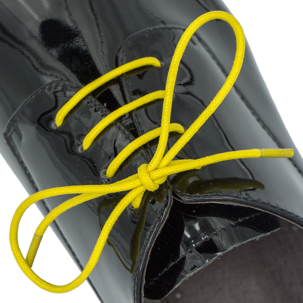 Waxed&#x20;Cotton&#x20;Dress&#x20;Shoelaces&#x20;-&#x20;Yellow&#x20;60cm&#x20;Length&#x20;2mm&#x20;Round