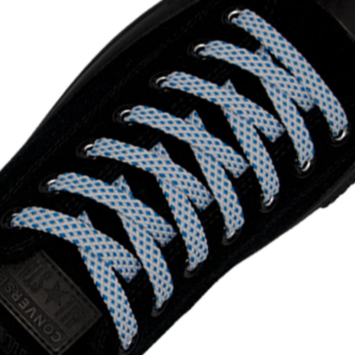 Spotted Shoelace - White with Blue Spots Flat Width 1cm