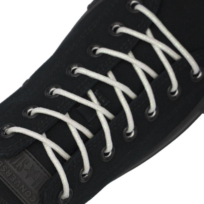 White Round Glitter Shoelaces