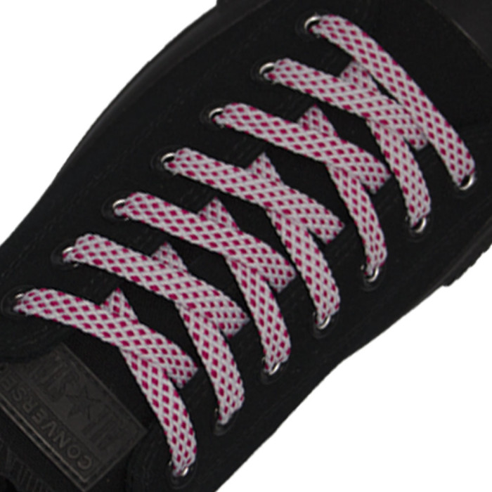 Spotted Shoelace - White with Pink Spots Flat Width 1cm