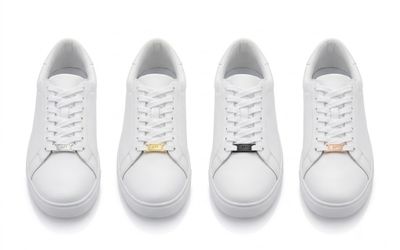 White Air Force 1 style sneakers fitted with decorative AF1 shoelace charms
