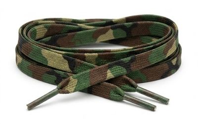 Green and brown camouflage patterned shoelaces