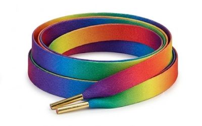 Rainbow fashion shoelaces with gold aglets