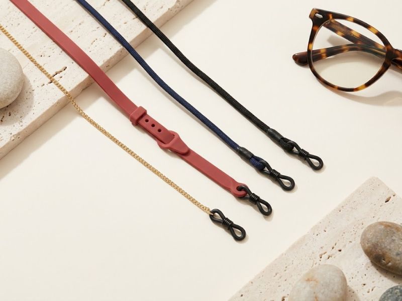 Black glasses straps and cords