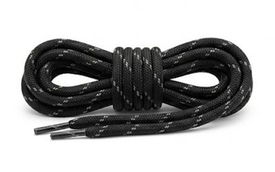 Black hiking shoelaces with reflective detailing for outdoor footwear