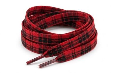 Red and black plaid shoelaces