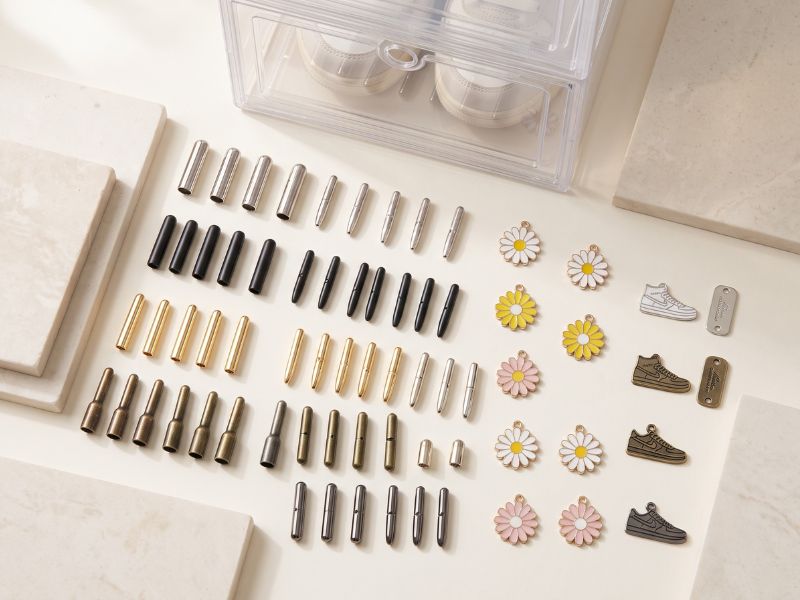Shoelace cords, aglets and accessories